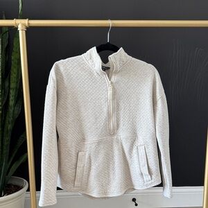 Cream Quilted Half-Zip Pullover